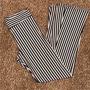 Black and White Vertical Stripe Wide-Leg Pants